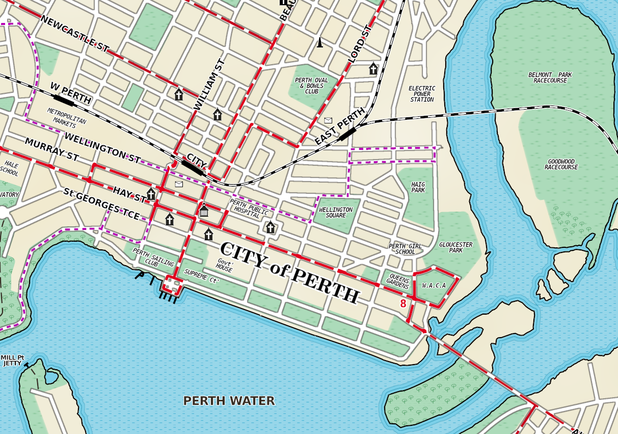Perth Tram Map